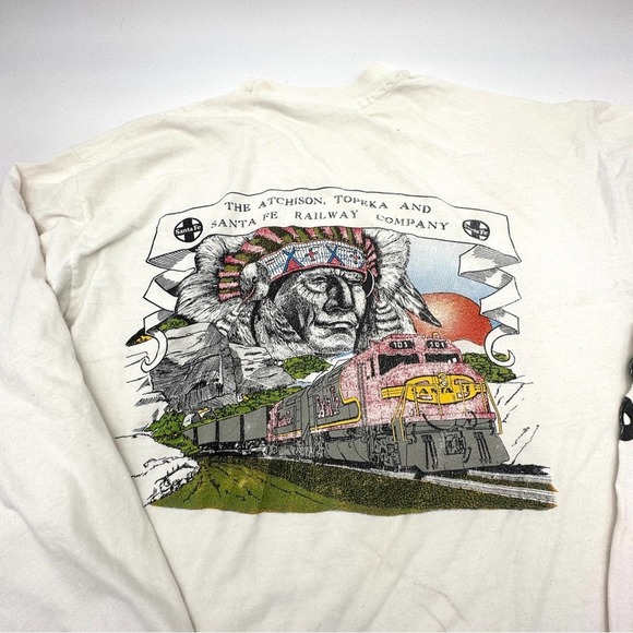 VINTAGE SINGLE STITCH men's THE ATCHISON SANTA FE RAILWAY CO t-shirt LARGE - Picture 2 of 9